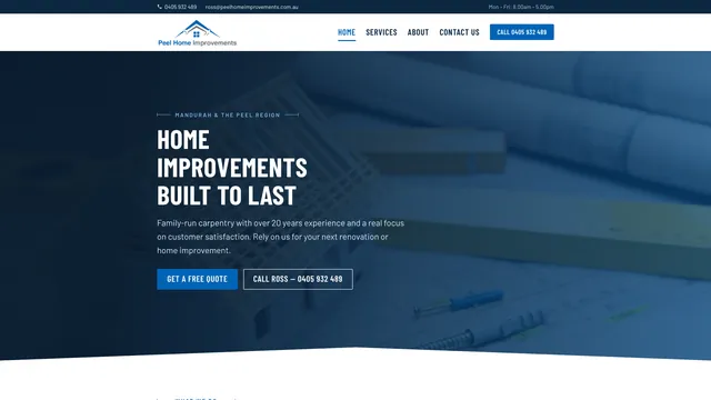 Carpentry website design Mandurah for Peel Home Improvements