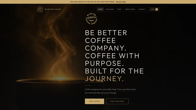 Coffee ecommerce website design for Be Better Coffee Company