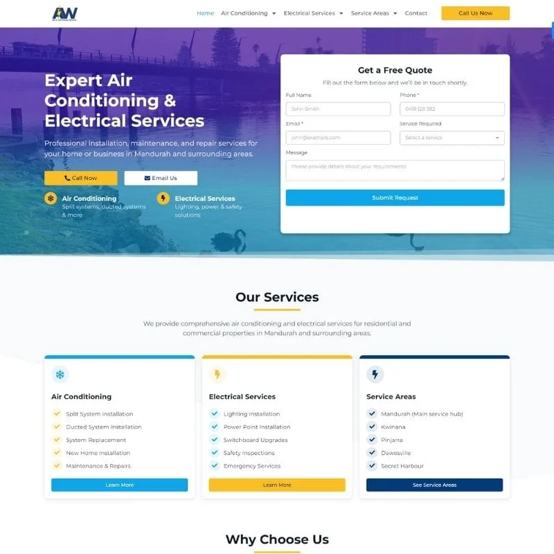Electrical services website design Gold Coast - Trade business website with online booking