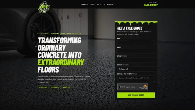 Epoxy flooring website design Gold Coast for Epoxy Craft