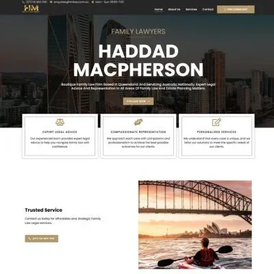 Family law website design Gold Coast example - Professional legal services website