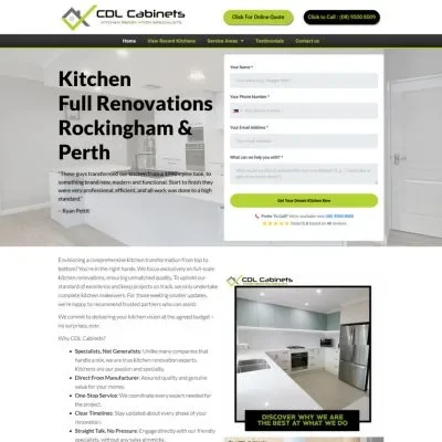 Kitchen renovation website design example - Home improvement service website